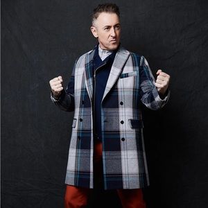 Brave Gentleman Double Breasted Overcoat - Blue Plaid, XL